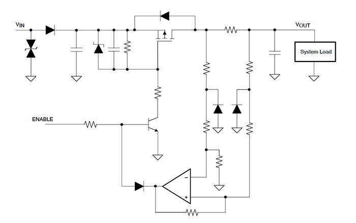 An eFuse with basic functionality using discrete components must anticipate and overcome their inherent limitations. (Image source: Texas Instruments)